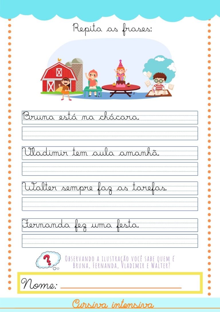 Letra cursiva: atividades de caligrafia para crianças - Toda Matéria